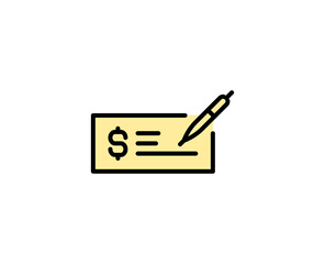 Cheque line icon. Vector symbol in trendy flat style on white background. Commerce sing for design.