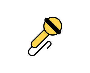 Microphone flat icon. Single high quality outline symbol for web design or mobile app.  Holidays thin line signs for design logo, visit card, etc. Outline pictogram EPS10
