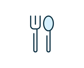 Fork and spoon line icon. High quality outline symbol for web design or mobile app. Thin line sign for design logo. Color outline pictogram on white background