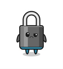 the mascot of the padlock with sceptical face