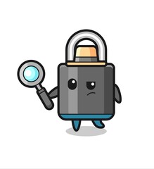 padlock detective character is analyzing a case
