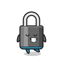 padlock cartoon illustration with a shy expression
