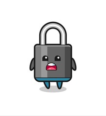 padlock illustration with apologizing expression, saying I am sorry