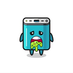 the cute power bank character with puke