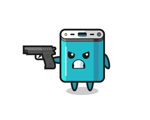 the cute power bank character shoot with a gun