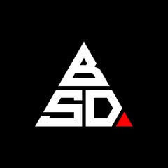 BSD triangle letter logo design with triangle shape. BSD triangle logo design monogram. BSD triangle vector logo template with red color. BSD triangular logo Simple, Elegant, and Luxurious Logo. BSD 