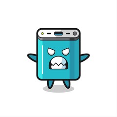 wrathful expression of the power bank mascot character