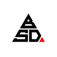 BSD triangle letter logo design with triangle shape. BSD triangle logo design monogram. BSD triangle vector logo template with red color. BSD triangular logo Simple, Elegant, and Luxurious Logo. BSD 