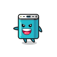 power bank cartoon with very excited pose