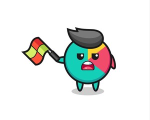 chart cartoon as the line judge hold the flag up at a 45 degree angle