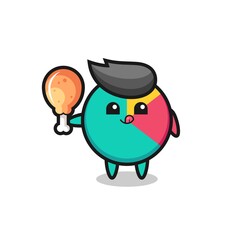 Obraz premium chart cute mascot is eating a fried chicken