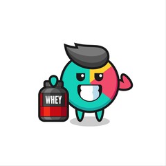 the muscular chart character is holding a protein supplement