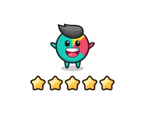 the illustration of customer best rating, chart cute character with 5 stars