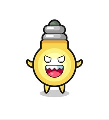 illustration of evil light bulb mascot character