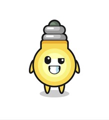 cute light bulb mascot with an optimistic face