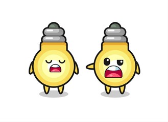 illustration of the argue between two cute light bulb characters