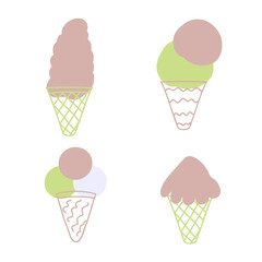 Chocolate ice cream set. Design for T-shirt, textile and prints. Hand drawn vector illustration for decor and design.
