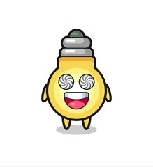 cute light bulb character with hypnotized eyes