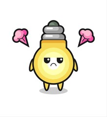 annoyed expression of the cute light bulb cartoon character