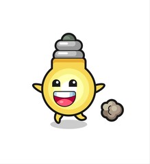 the happy light bulb cartoon with running pose