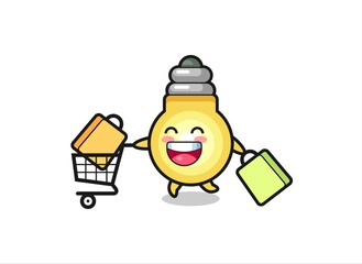 Fototapeta premium black Friday illustration with cute light bulb mascot