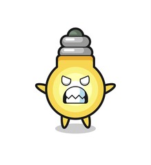 wrathful expression of the light bulb mascot character