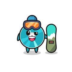 Illustration of optical disc character with snowboarding style