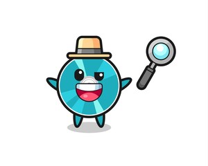 illustration of the optical disc mascot as a detective who manages to solve a case