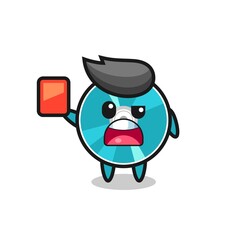 optical disc cute mascot as referee giving a red card