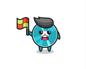 optical disc character as line judge putting the flag up