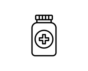Bottle of pills line icon.