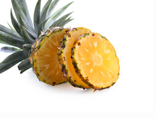 Fresh pineapple on white. This file is cleaned, retouched, contains clipping path and is ready to use.