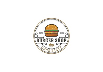 burgers fresh and tasty vector design logo in white background