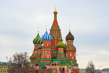 The Cathedral of Vasily the Blessed, Orthodox church in Red Square of Moscow. St. Basil's Cathedral was listed as a UNESCO World Heritage Site. Mar. 2017.