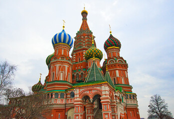 Fototapeta na wymiar The Cathedral of Vasily the Blessed, Orthodox church in Red Square of Moscow. St. Basil's Cathedral was listed as a UNESCO World Heritage Site. Mar. 2017.