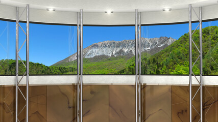 背景素材 スタジオセット 新緑の山