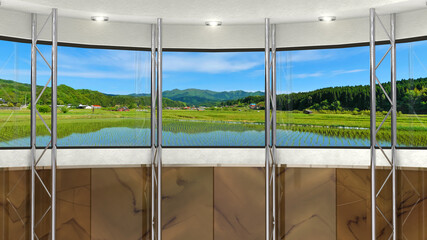 背景素材 スタジオセット 田植え直後の水田