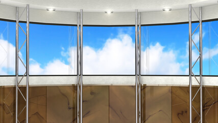 背景素材 スタジオセット 青空と白い雲