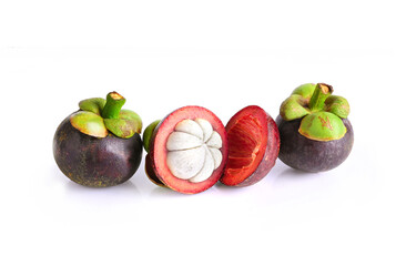 mangosteens on white background
