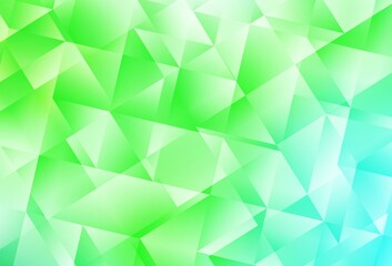 Light Green vector shining triangular backdrop.