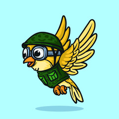 little bird in army uniform