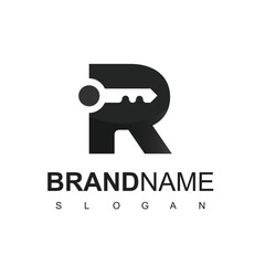 Key Logo With R Initial For Real Estate And Security Company Symbol