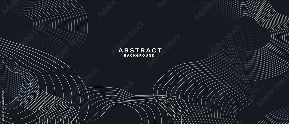 Poster abstract black background with white contour lines. digital future technology concept. vector illust