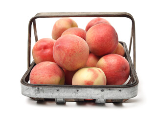 ripe peach on white background