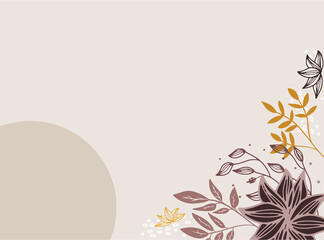 Social media stories, posts, highlights templates. Abstract floral vector backgrounds with copy space for text and gold lines. Flat flower floral summer spring background for wedding, party, and card