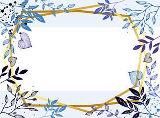 Social media stories, posts, highlights templates. Abstract floral vector backgrounds with copy space for text and gold lines. Flat flower floral summer spring background for wedding, party, and card