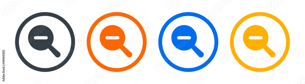 Poster set of icons representing zoom. zoom out icon. symbols of magnifier with minus.
