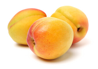 Fresh apricot fruits isolated on white background