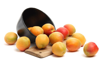 Fresh apricot fruits isolated on white background