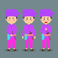 Riau Indonesia Character with Various Expression